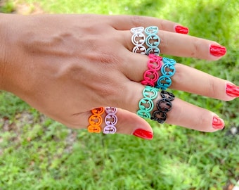 Pack of 8 Colorful Smiley Face Rings • Happy Face Rings • Adjustable back ring for women • Enamel Happy Face Ring • Retro colorful Ring