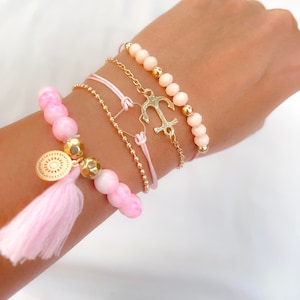 Ensemble de bracelets tressés style Boho. Ananas, Coeur, Carte, Tortue, Perles