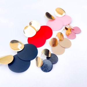 Pack of 6 Geometric colorful Circle Earrings • Modern and fashion Earrings • Big fashion earrings • Elegant • Dangle Earrings