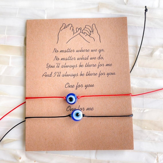 Bracciali Dell'Amicizia In Coppia: Regalo Per Migliore Amica Con Carta Messaggio (Lunghezza Regolabile 16-30 Cm)
