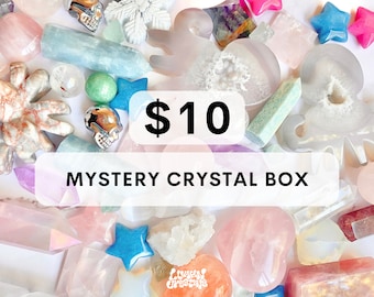 MYSTERY CRYSTAL BOX, 10 Dollars, Random Gemstone Scoop Lucky Dip Surprise Stones Gifts for Her Hens Party Gifts Gems, Chosen Intuitively