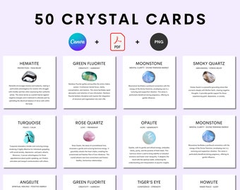 50 Crystal Cards | Reiki, Small Business (Digital Downloads)
