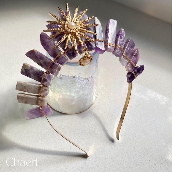 HAND CRAFTED crystal and gold wire wrapped crown headband accessory DIY Tiara Headband - Wire Wrapped Crystal Crown * Moms and  main image 4