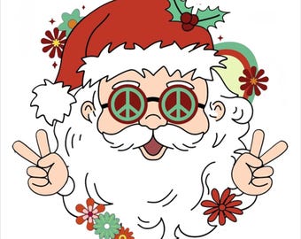 Pegatinas navideñas impermeables con el símbolo de la paz de Papá Noel (paquete de 6)