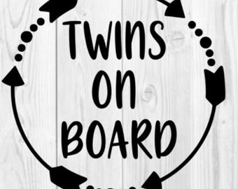 Twins an Bord Auto Aufkleber Twin Auto Abziehbilder Babys an Bord, Baby Shower Twin Moms Vinyl Twin Dads Twin Familien