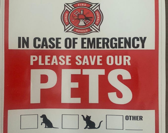 Pet Alert Window Sticker: Rescue Pets Decal, Waterproof, UV Resistant ...