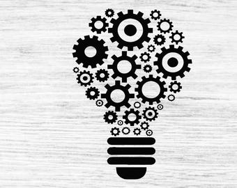Gear Light Bulb Vinyl Decal: Brainstorming Office Decor