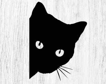 Calcomanía de vinilo de gatito asomado: calcomanía de gato asomado para auto, camioneta y ventana