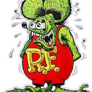 car art,ed roth,garage art,garage decor,gift for men,hot rod art,kustom kulture,man cave,man cave decor,muscle car,pinstriping,rat fink,toolbox sticker
