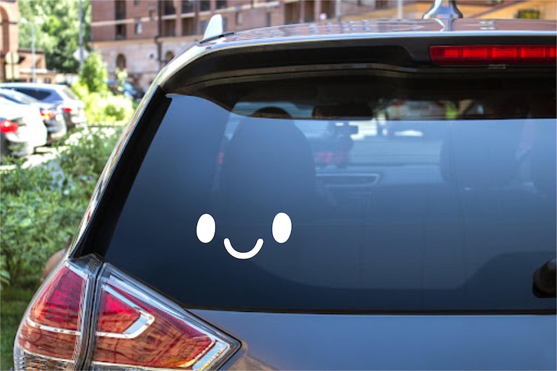 Smiling Face Vinyl Decal, Happy Emoji Car Sticker, Waterproof - Etsy