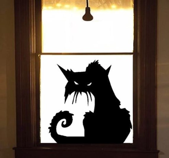 Scary Cat Wall or Window Halloween Decal Sticker - Etsy