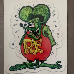 Sticker Rat Fink, sticker van hoge kwaliteit vinyl, kunstafdruk, gek, rat fink kunst