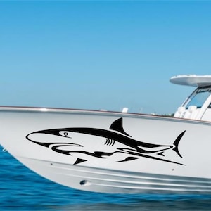 Sticker haaienboot - set van 2 links en rechts vinyl sticker sticker voor boten, auto's en muren