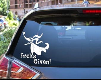 Jack Skellington Zero F*CKS Given Vinyl Car Decal - 6 Inch