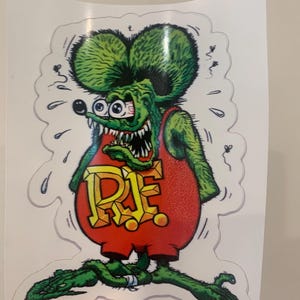 car art,ed roth,garage art,garage decor,gift for men,hot rod art,kustom kulture,man cave,man cave decor,muscle car,pinstriping,rat fink,toolbox sticker