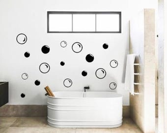 90 Adesivi Murali Bolle Di Sapone - Decalcomanie Vinile Per Bagno, Camera Letto, Azzurro (A35)