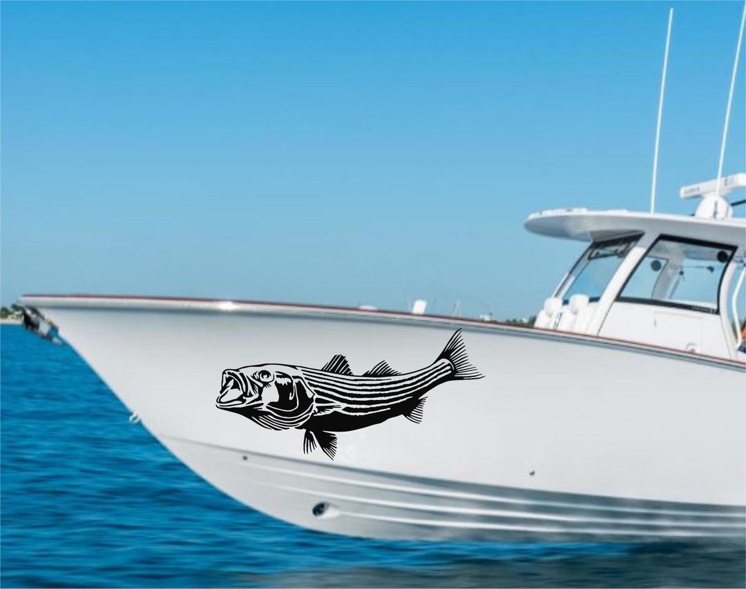 Striped Bass Vinyl Decal: Fishing Boat Sticker, Car/wall Art (set of 2 ...
