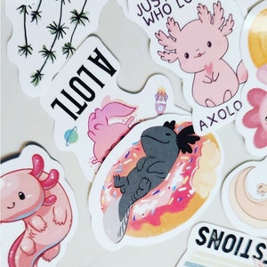 Axolotl stickers, Axolotl,  waterproof stickers, waterbottle stickers,  stickers