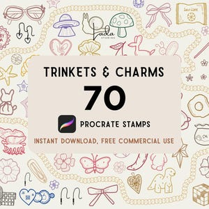 70 Trinket Charms Y2k Jewelry Procreate Stamps | Vintage Whimsical Scrapbook Journal Elements (Instant Download)