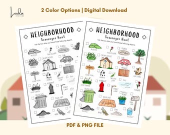 Neighborhood Scavenger Hunt: Fun Outdoor Kids Game (Printable PDF and PNG Files)
