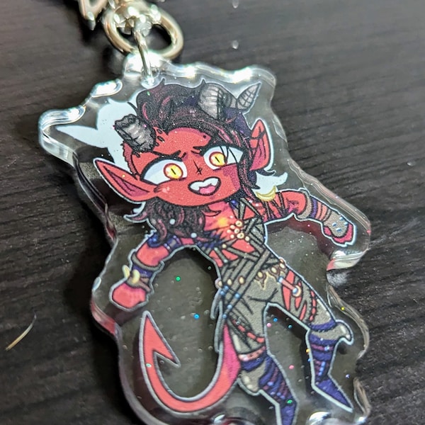 Tippy Taps, Karlach Baldurs Gate 3 Double Sided Glitter Epoxy Charm