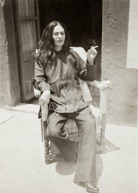 Frida Kahlo Smoking, 1946 Photo Print - Vintage Old Photo - Mexican Culture Art - Cool Photo - Frida Kahlo Art - Native American Art