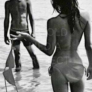 Seductive Woman Removing Top on Beach Photo Print - Ocean Love Scene Art Photo Print - Romantic Sexy Beach Photo Print - Bikini Photo