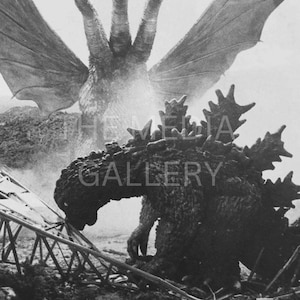 Godzilla vs. Ghidorah Photo Print - Horror Movie Art - Japanese Art - Toho - Dinosaur Art - Movie Monster - Cool Photo - Monster Art