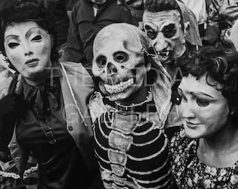 Day of the Dead Fiesta, 1940s Photo Print - Day of the Dead Calavera Art - Mexican Art - Memento Mori - Macabre Art - Spooky Scary Photo