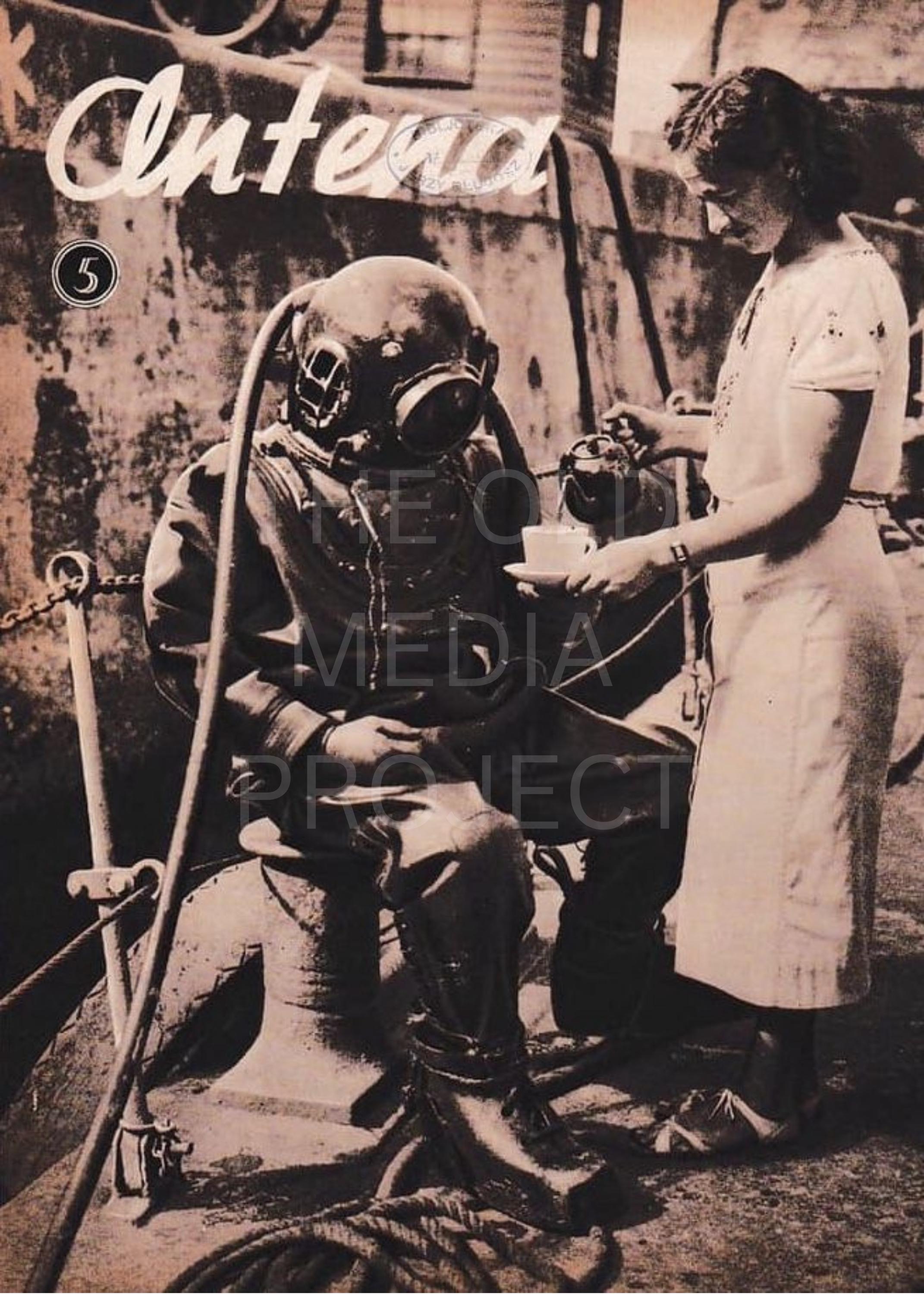 Vintage Diver & Tea Photo Print - Nautical Black and White Ocean Art - Etsy