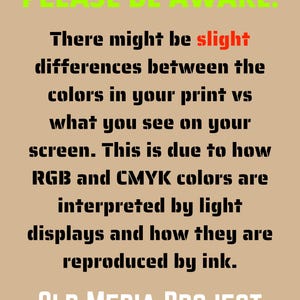a poster with the words please be aware there might be slight differences between the colors