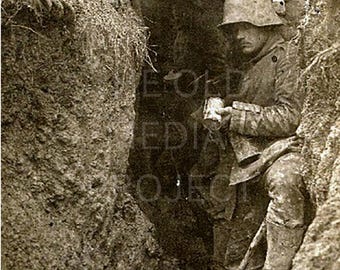 Vintage WW1 German Soldiers Trench Photo Print – World War I
