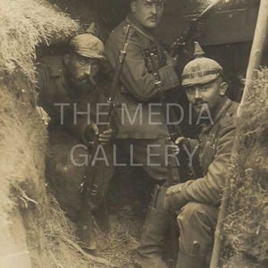 WW1 German Soldiers in Trench Photo Print Wall Art - World War 1 - German Army - Steampunk - Vintage Old Photo - Trench Warfare