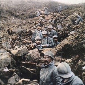 WW1 French Soldiers in Trench Photo Print - Verdun Battle - Haunting Old Photo - World War 1 - War Photo - Steampunk Art - Trench Warfare