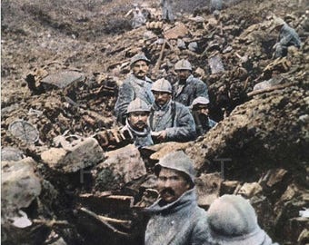 WW1 French Soldiers Trench Photo Print - Verdun Battle, War History