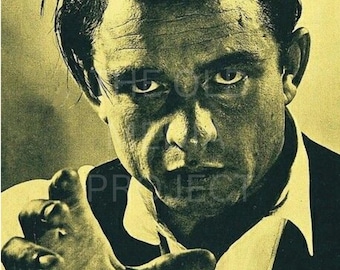 Johnny Cash Intensivt Porträtt - Musikikon Fototryck