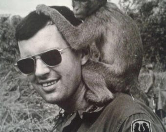 Vietnam War Photo Print – US Army Soldier & Monkey
