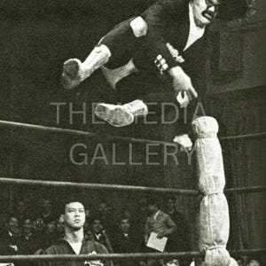 Mexican Luchador in Japan  Photo Print Wall Art - Vintage Lucha Libre Photo - Mexican Wrestling - Wrestling Memorabilia - Lucha Mask