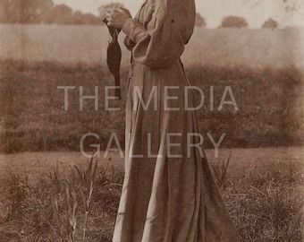Victorian Woman Knitting, 1890s Antique Photo Print
