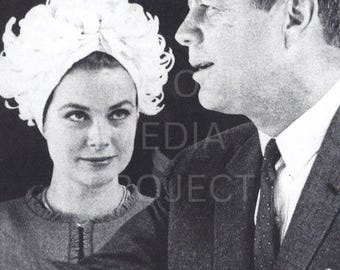 John F Kennedy Grace Kelly Photo Print, JFK & Princess Grace Wall Art, Vintage Mid Century Poster, Historical Photography Decor