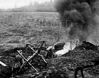 WW1 German Flamethrower Crew Photo Print - World War I Photo - Trench Warfare