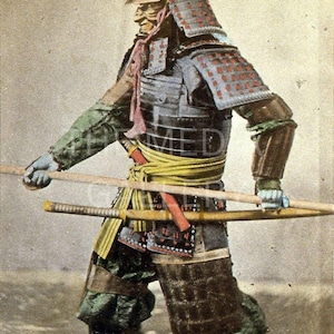 Samurai & Spear Photo Print - Samurai Sword - Samurai Art - Japanese Art - Vintage Old Photo - Japanese Print - Samurai Armor - Phalanx
