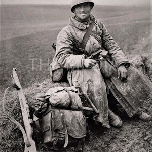 WW1 French Soldier Resting, 1918 Photo Print - World War 1 Photo - French Army  - Vintage Old Photo - Trench Warfare - Somme, Verdun
