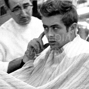 James Dean & Barber Photo Print Wall Art - James Dean Photo - Vintage Old Photo - Rebel without a Cause - Black and White Photo - Sexy Man