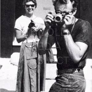 James Dean with Camera & Cat Lady Photo Print - Vintage Cool Photo - Hollywood Icon Photo - Classic Hollywood Actor Photo - Cool Picture