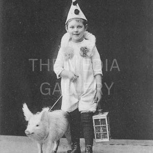 A Boy and his Pig Photo Print Wall Art - Cute Animal Photo - Vintage Old Photo - Cool Weird Photo - Nursery Art - Animal Lover Gift