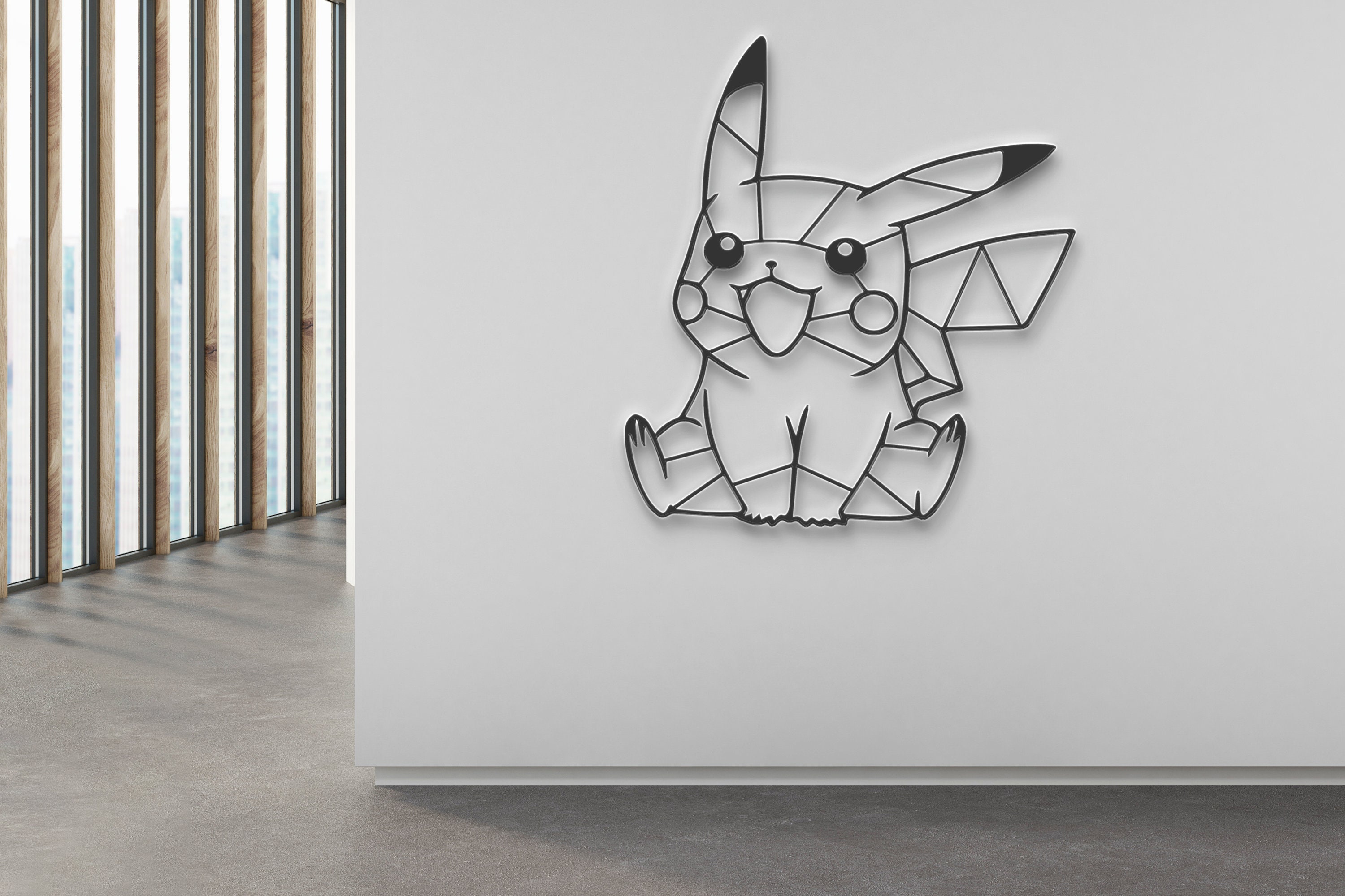 Pikachu découpe laser en bois - Origami - Décoration murale géométrique -  Haut. 30 cm - PrimoLaser