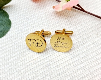 Manschettenknöpfe personalisiert mit Wunschtext zur Hochzeit | Geschenk für Bräutigam, Brautvater, Trauzeuge | Männergeschenk zum Jahrestag