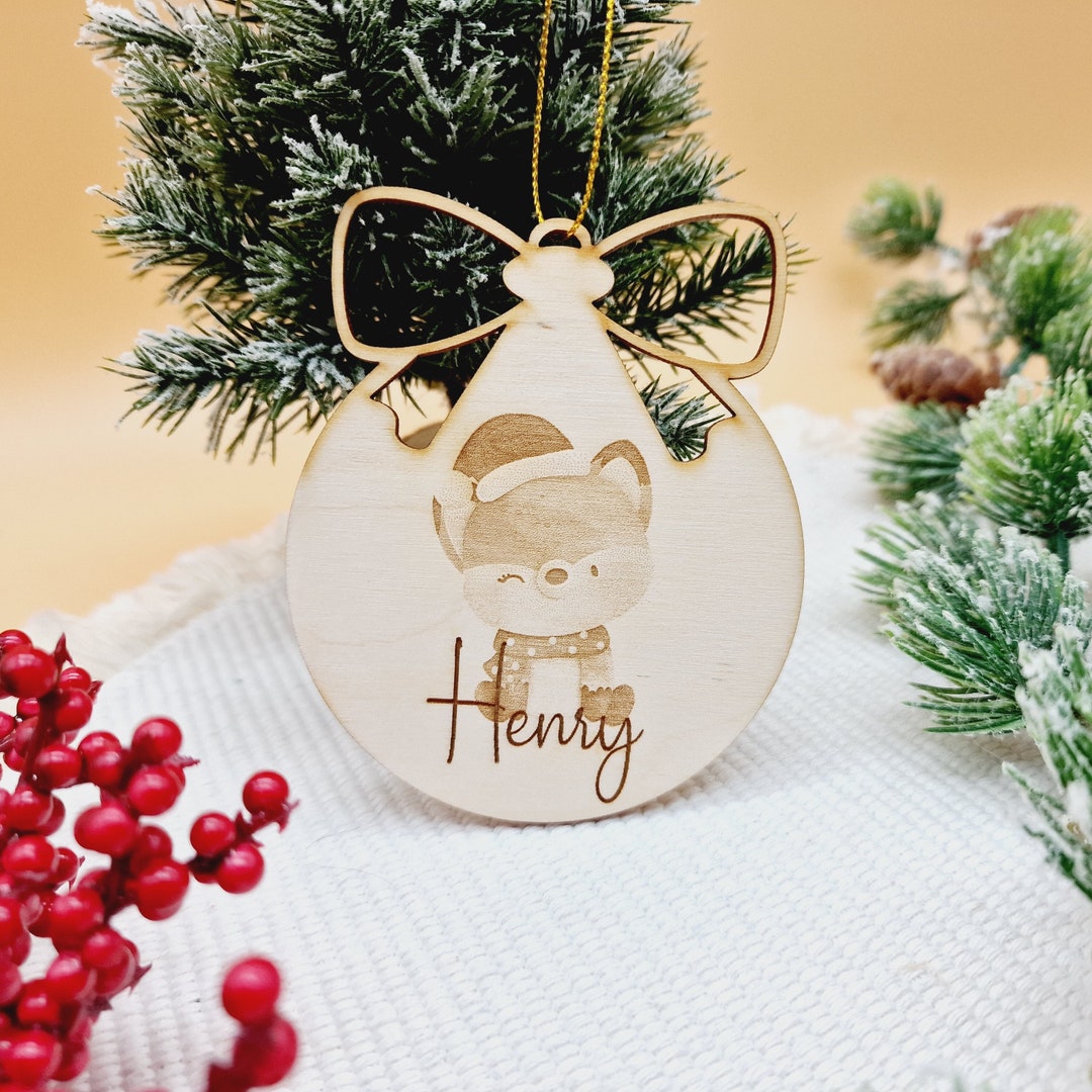 Personalisiertes Weihnachtsornament Mit Haustiernamen - Holz Pfotenabdruck