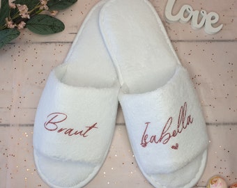 Personalisierte Slipper aus supersoften Fleece für JGA | Braut | Getting Ready